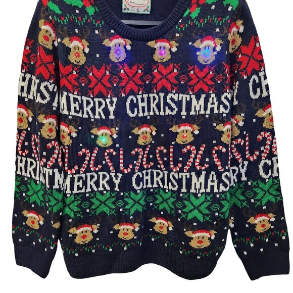 SMART LIVING, UGLY CHRISTMAS SWEATER. Size L "FLASHING" 3328 - Picture 7 of 13